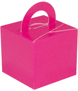 A pink box with a handle is on a white background.