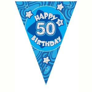 A blue banner that says, "Happy 50th birthday."