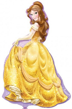 a balloon of belle from beauty and the beast in a yellow dress