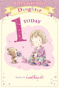 A daughter's birthday card for one today.