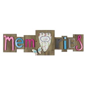 A wooden sign that says "memories" on it.