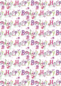 A pattern with flowers and gifts for a happy birthday.