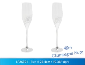 A pair of champagne flutes that say "40th" on them.