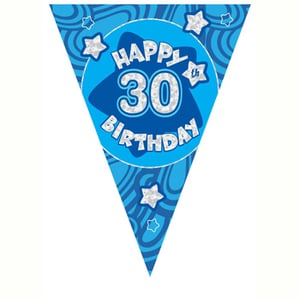 A blue banner that says, "Happy 30th birthday."