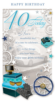 A 40th birthday card that says "Have a wonderful day."