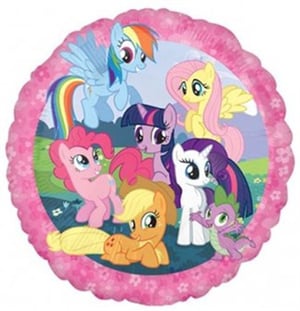 Corrected sentence: A balloon with a picture of ponies on it.