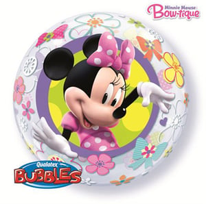 A Minnie Mouse bubble with flowers and butterflies on it.