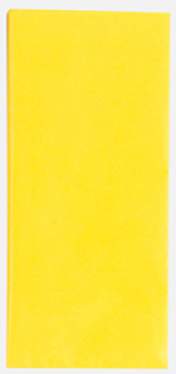 A yellow napkin is sitting on a white surface.