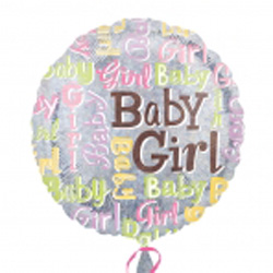 A balloon that says "baby girl" on it.