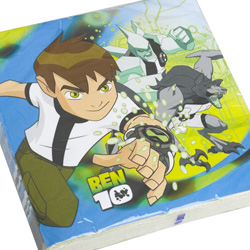 A box of Ben 10 napkins is on a white background.