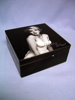 A black box with a picture of Marilyn Monroe on it.