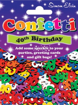 A package of confetti for a 40th birthday.