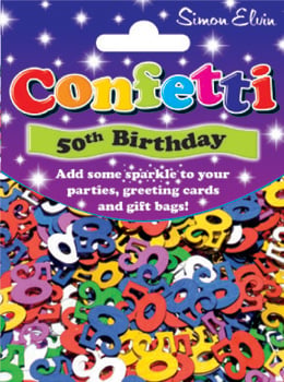 A package of confetti for a 50th birthday.