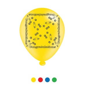 - Correct sentence: A yellow balloon that says "congratulations" on it.