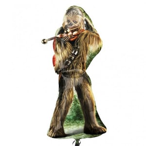 A balloon of Chewbacca playing a violin is on a white background.