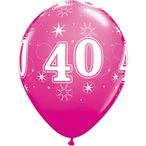 A pink balloon with the number 40 on it.