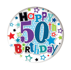 A button that says "Happy 50th birthday" on it.