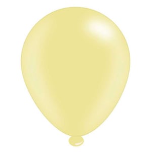 A yellow balloon floats in the air against a white background.