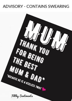 A sign that says "Mom, thank you for being the best mom and dad."