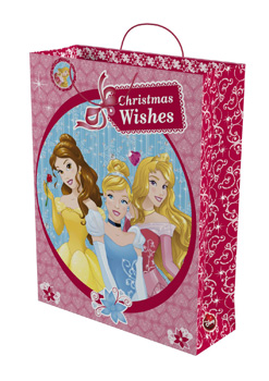 a disney princess gift bag that says christmas wishes