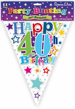A package of happy 40th birthday party bunting.