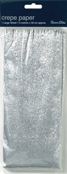 A package of silver crepe paper is shown.