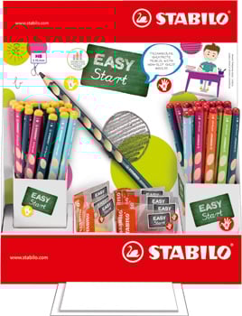 A display of Stabilo Easy Start pencils.
