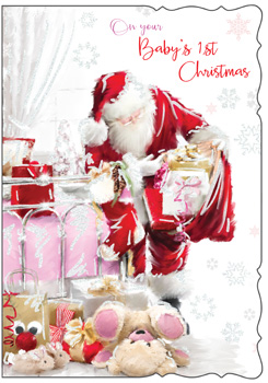 A Christmas card for a baby's first Christmas.