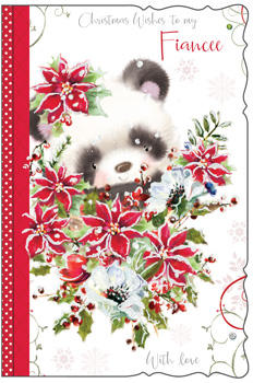 A Christmas card that says Christmas wishes to my fiancée with love.
