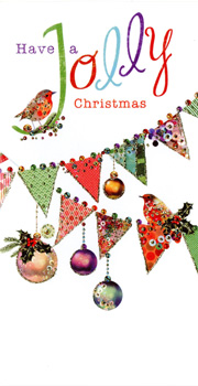 A Christmas card that says "Have a jolly Christmas".