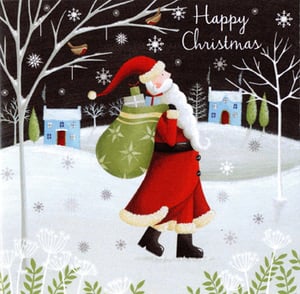 A Christmas card that says "Happy Christmas" on it.