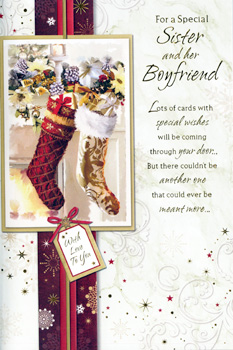 A Christmas card for a special sister and her boyfriend.