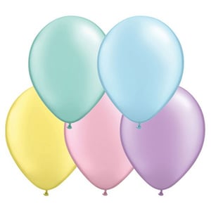 A bunch of differently colored balloons on a white background.