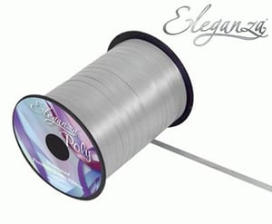A spool of Elegantza poly ribbon on a white background.
