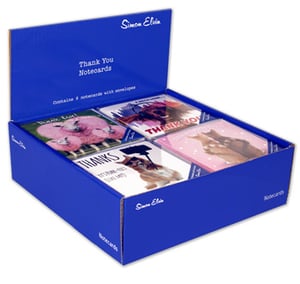 A box of thank you note cards with envelopes.