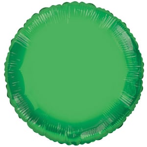 A green, circle-shaped balloon on a white background.