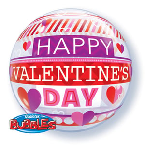 Make your Valentine's Day offerings truly pop with our delightful 22" Happy Valentine's Day Bubble balloon! This eye-catching bubble features a vibrant and romantic design, adorned with an array of hearts in shades of red, pink, and purple, alongside cheerful stripes. The bold "HAPPY VALENTINE'S DAY" message stands out beautifully, making it the perfect gift or decoration to spread love and joy.

Its clear, spherical design creates a stunning visual impact that customers will adore. Each high-quality balloon is supplied individually, ready to add a touch of magic to any celebration. Stock up now from Balancebest Ltd. and ensure your shelves are bursting with Valentine's cheer!