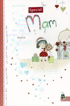 A Christmas card for a special mom, wishing her a super happy Christmas.