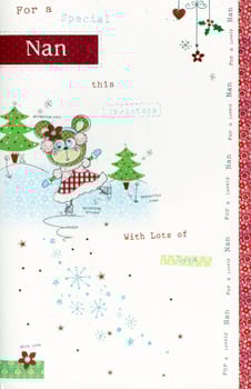 A Christmas card that says "for a special Nan."