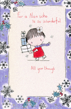 A Christmas card that says, "For a nan who is so wonderful all year through."