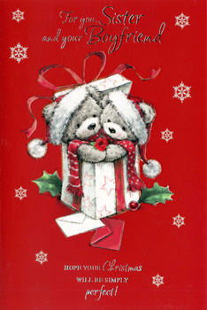 A Christmas card for a sister and her boyfriend.