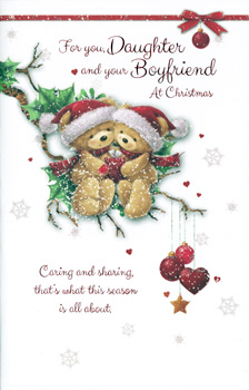 A Christmas card for a daughter and her boyfriend.