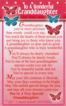 A card that says to a wonderful granddaughter.