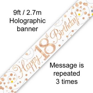 A banner that says "Happy 18th birthday" is repeated three times.