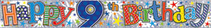A colorful banner that says "Happy 9th Birthday."