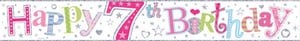 A colorful banner that says "Happy 7th birthday."