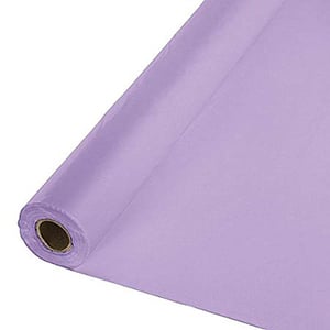 A roll of purple plastic wrap on a white background.