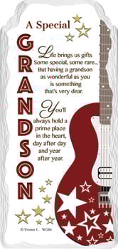 A sign that says "a special grandson" on it.