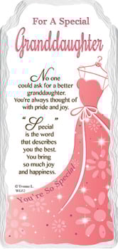 A card that says "For a special granddaughter."