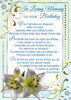 a card that says in loving memory on your birthday